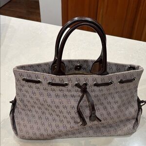 Dooney & Bourke Tassel Tote Cream and Brown Monogram Tote